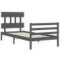 vidaXL Massivholzbett mit Kopfteil Grau 90x200 cm vidaXL Massivholzbett mit Kopfteil Grau 90x200 cm