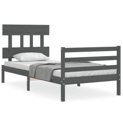 vidaXL Massivholzbett mit Kopfteil Grau 100x200 cm