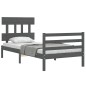 vidaXL Massivholzbett mit Kopfteil Grau 100x200 cm vidaXL Massivholzbett mit Kopfteil Grau 100x200 cm