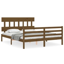 vidaXL Massivholzbett mit Kopfteil Honigbraun 160x200 cm