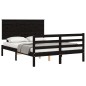 vidaXL Massivholzbett mit Kopfteil Schwarz 140x190 cm vidaXL Massivholzbett mit Kopfteil Schwarz 140x190 cm