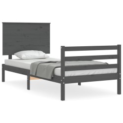 vidaXL Massivholzbett mit Kopfteil Grau 100x200 cm