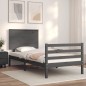 vidaXL Massivholzbett mit Kopfteil Grau 100x200 cm vidaXL Massivholzbett mit Kopfteil Grau 100x200 cm