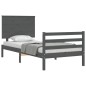 vidaXL Massivholzbett mit Kopfteil Grau 100x200 cm vidaXL Massivholzbett mit Kopfteil Grau 100x200 cm