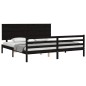 vidaXL Massivholzbett mit Kopfteil Schwarz 200x200 cm vidaXL Massivholzbett mit Kopfteil Schwarz 200x200 cm