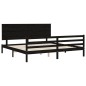 vidaXL Massivholzbett mit Kopfteil Schwarz 200x200 cm vidaXL Massivholzbett mit Kopfteil Schwarz 200x200 cm