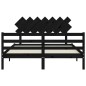 vidaXL Massivholzbett mit Kopfteil Schwarz 140x190 cm vidaXL Massivholzbett mit Kopfteil Schwarz 140x190 cm