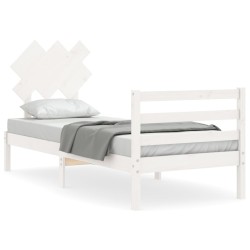 vidaXL Massivholzbett mit Kopfteil Weiß 90x200 cm