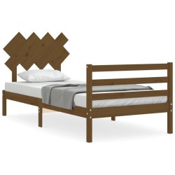 vidaXL Massivholzbett mit Kopfteil Honigbraun 100x200 cm