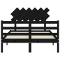 vidaXL Massivholzbett mit Kopfteil Schwarz 120x200 cm vidaXL Massivholzbett mit Kopfteil Schwarz 120x200 cm
