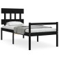 vidaXL Massivholzbett mit Kopfteil Schwarz 100x200 cm vidaXL Massivholzbett mit Kopfteil Schwarz 100x200 cm