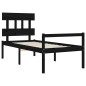 vidaXL Massivholzbett mit Kopfteil Schwarz 100x200 cm vidaXL Massivholzbett mit Kopfteil Schwarz 100x200 cm