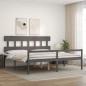vidaXL Massivholzbett mit Kopfteil Grau 200x200 cm vidaXL Massivholzbett mit Kopfteil Grau 200x200 cm