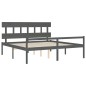 vidaXL Massivholzbett mit Kopfteil Grau 200x200 cm vidaXL Massivholzbett mit Kopfteil Grau 200x200 cm