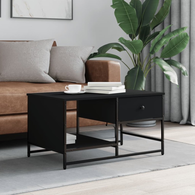 vidaXL Couchtisch Schwarz 85,5x51x45 cm Holzwerkstoff vidaXL Couchtisch Schwarz 85,5x51x45 cm Holzwerkstoff