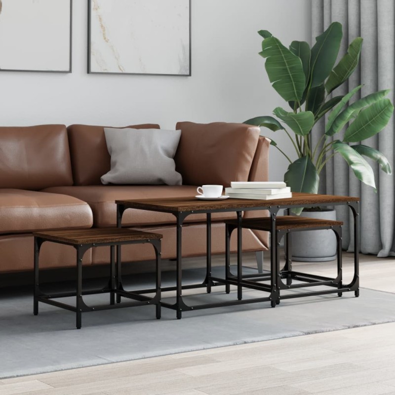 vidaXL Satztische 3 Stk. Braun Eichen-Optik Holzwerkstoff vidaXL Satztische 3 Stk. Braun Eichen-Optik Holzwerkstoff