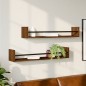 vidaXL Wandregale mit Stangen 2 Stk. Braun Eichen-Optik 80x16x14 cm vidaXL Wandregale mit Stangen 2 Stk. Braun Eichen-Optik 80x16x14 cm