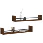 vidaXL Wandregale mit Stangen 2 Stk. Braun Eichen-Optik 80x16x14 cm vidaXL Wandregale mit Stangen 2 Stk. Braun Eichen-Optik 80x16x14 cm