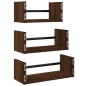 vidaXL 3-tlg. Wandregal-Set mit Stangen Braun Eiche Holzwerkstoff vidaXL 3-tlg. Wandregal-Set mit Stangen Braun Eiche Holzwerkstoff