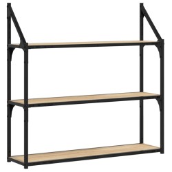 vidaXL Wandregal 3 Fächer Sonoma-Eiche 80x21x78,5 cm Holzwerkstoff