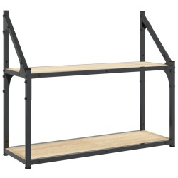vidaXL Wandregal 2 Fächer Sonoma-Eiche 60x21x51 cm Holzwerkstoff