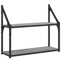 vidaXL Wandregal 2 Fächer Grau Sonoma 60x21x51 cm Holzwerkstoff