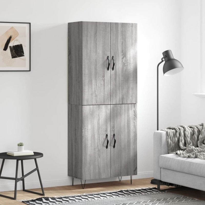 vidaXL Highboard Grau Sonoma 69,5x34x180 cm Holzwerkstoff vidaXL Highboard Grau Sonoma 69,5x34x180 cm Holzwerkstoff