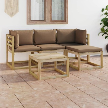 vidaXL 5-tlg. Garten-Lounge-Set mit Taupe Kissen