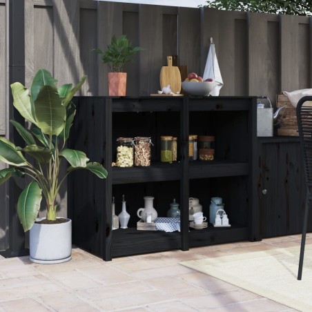 vidaXL Outdoor-Küchenschrank Schwarz 106x55x92 cm Massivholz Kiefer