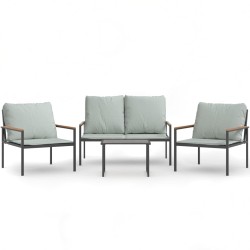 vidaXL 4-tlg. Garten-Lounge-Set mit Kissen Anthrazit Stahl