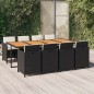 vidaXL 9-tlg. Garten-Essgruppe mit Kissen Poly Rattan Schwarz vidaXL 9-tlg. Garten-Essgruppe mit Kissen Poly Rattan Schwarz