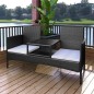 vidaXL Gartensofa 2-Sitzer mit Teetisch Poly Rattan Schwarz vidaXL Gartensofa 2-Sitzer mit Teetisch Poly Rattan Schwarz