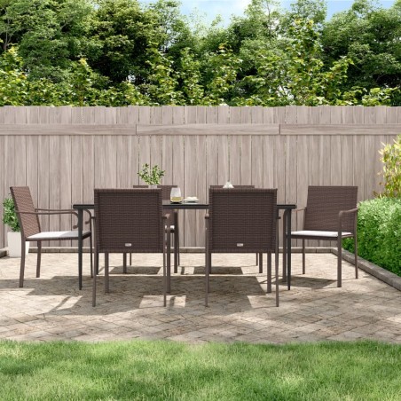 vidaXL Gartenstühle mit Kissen 6 Stk. Braun 56x59x84 cm Poly Rattan