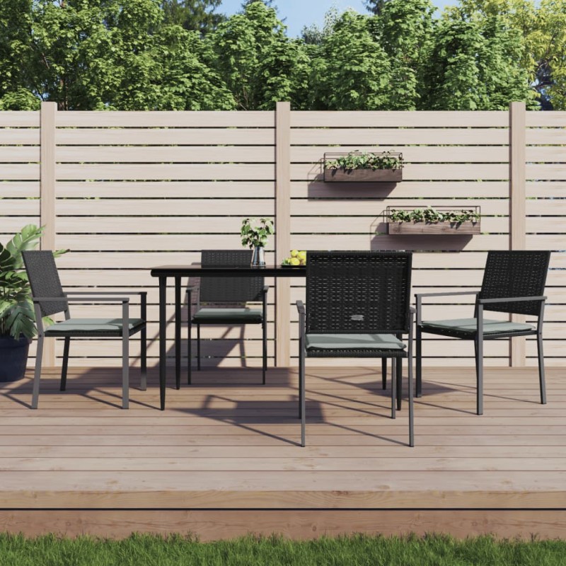 vidaXL Gartenstühle mit Kissen 4 Stk. Schwarz 54x62,5x89cm Poly Rattan vidaXL Gartenstühle mit Kissen 4 Stk. Schwarz 54x62,5x89cm Poly Rattan