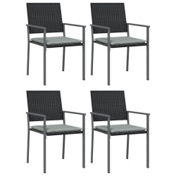 vidaXL Gartenstühle mit Kissen 4 Stk. Schwarz 54x62,5x89cm Poly Rattan