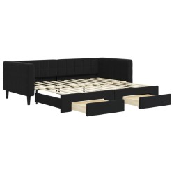 vidaXL Tagesbett Ausziehbar mit Schubladen Schwarz 90x200 cm Samt