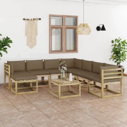 vidaXL 9-tlg. Garten-Lounge-Set mit Kissen Imprägniertes Kiefernholz