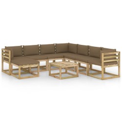 vidaXL 9-tlg. Garten-Lounge-Set mit Kissen Imprägniertes Kiefernholz