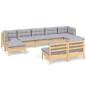 vidaXL 9-tlg. Garten-Lounge-Set mit Grauen Kissen Kiefernholz vidaXL 9-tlg. Garten-Lounge-Set mit Grauen Kissen Kiefernholz
