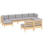 vidaXL 9-tlg. Garten-Lounge-Set mit Grauen Kissen Kiefernholz vidaXL 9-tlg. Garten-Lounge-Set mit Grauen Kissen Kiefernholz