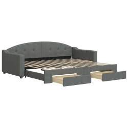 vidaXL Tagesbett Ausziehbar mit Schubladen Dunkelgrau 90x200 cm Stoff