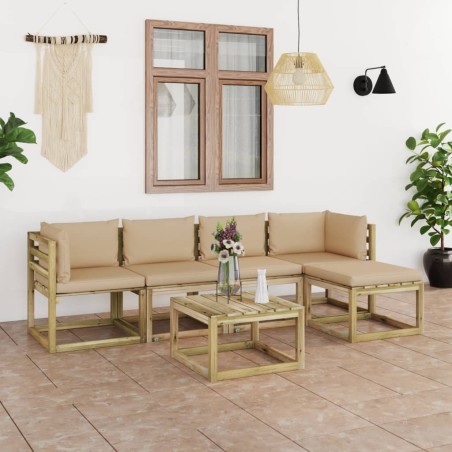 vidaXL 6-tlg. Garten-Lounge-Set mit Kissen Kiefernholz Imprägniert