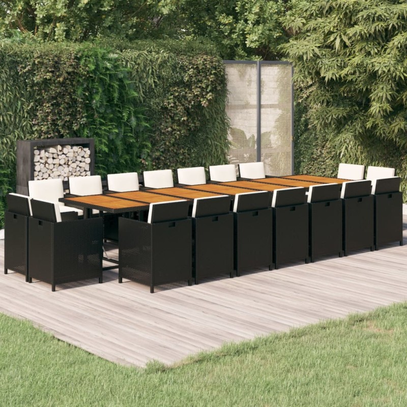 vidaXL 19-tlg. Garten-Essgruppe mit Kissen Schwarz Poly Rattan vidaXL 19-tlg. Garten-Essgruppe mit Kissen Schwarz Poly Rattan
