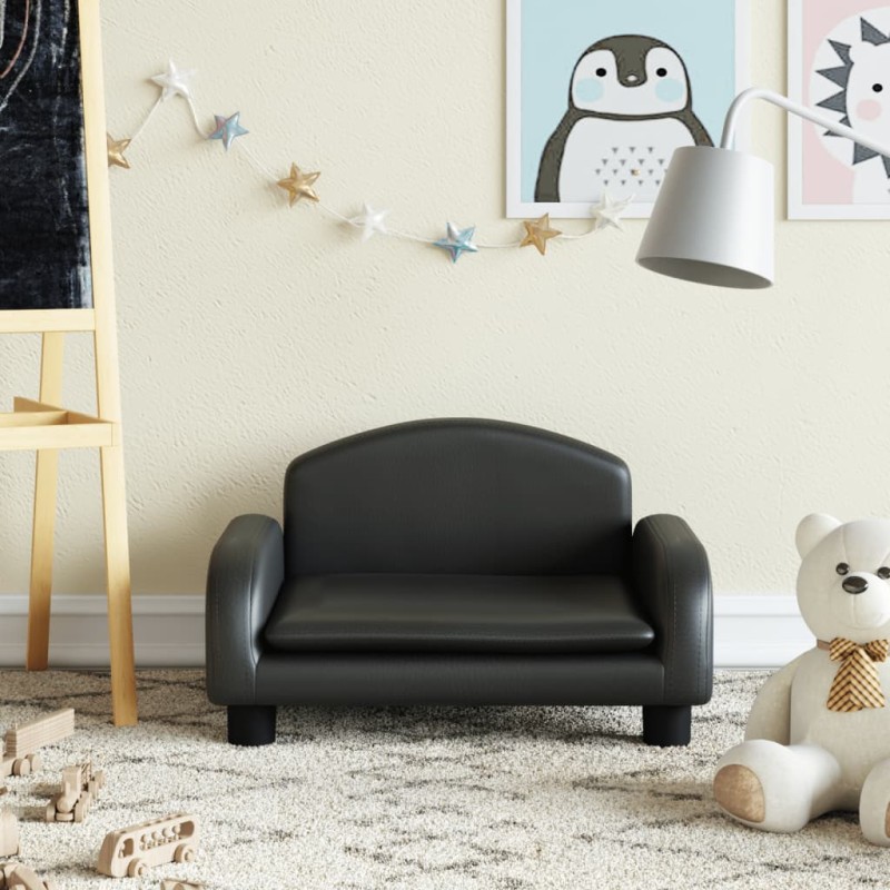 vidaXL Kindersofa Schwarz 50x40x30 cm Kunstleder vidaXL Kindersofa Schwarz 50x40x30 cm Kunstleder