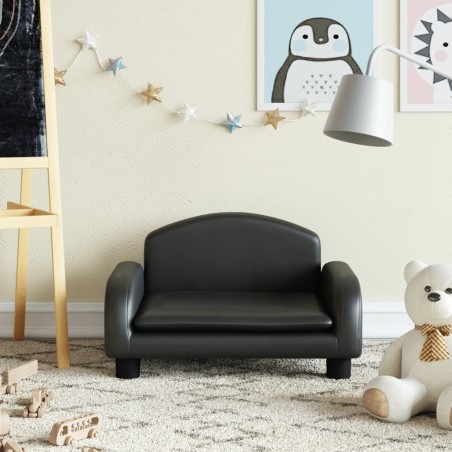 vidaXL Kindersofa Schwarz 50x40x30 cm Kunstleder