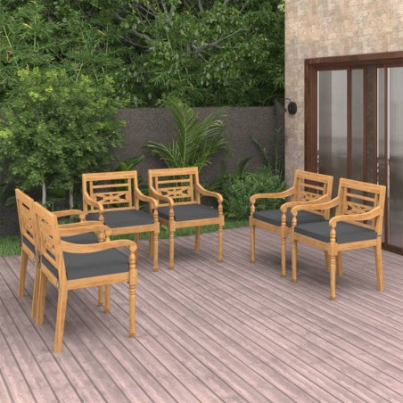 vidaXL Batavia-Stühle 6 Stk. mit Kissen Massivholz Teak