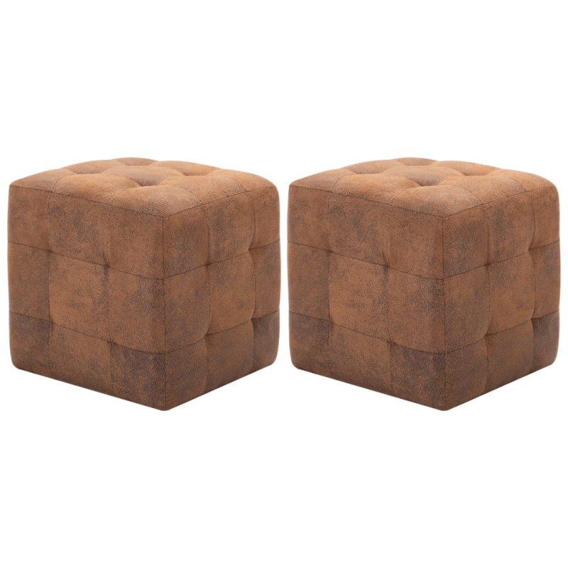 vidaXL Pouf 2 Stk. Braun 30x30x30 cm Wildleder-Optik vidaXL Pouf 2 Stk. Braun 30x30x30 cm Wildleder-Optik
