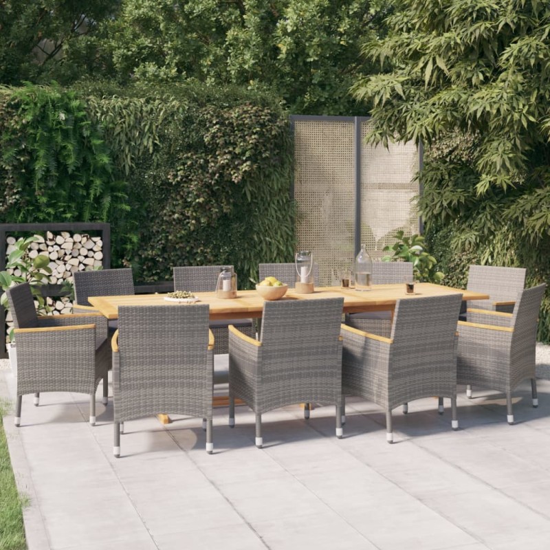 vidaXL 11-tlg. Garten-Essgruppe mit Kissen Grau vidaXL 11-tlg. Garten-Essgruppe mit Kissen Grau