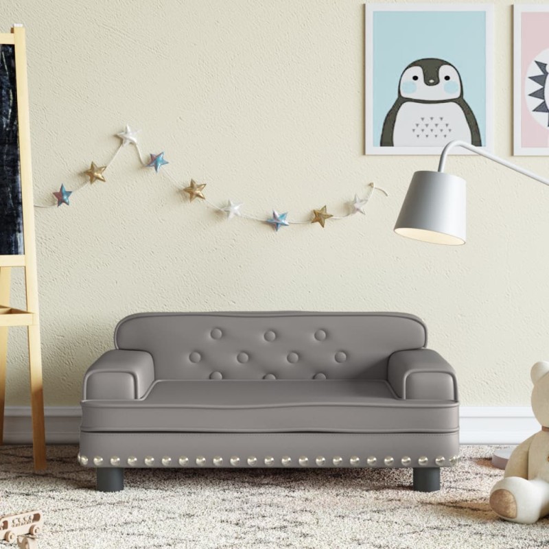 vidaXL Kindersofa Grau 70x45x30 cm Kunstleder vidaXL Kindersofa Grau 70x45x30 cm Kunstleder