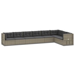 vidaXL 8-tlg. Garten-Lounge-Set mit Kissen Grau Poly Rattan